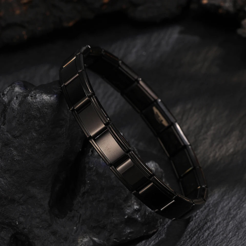 Trendy Square Italy Stainless Steel Bracelets For Women Men HipHop Metal Italian Modules Stretchable Gift Birthday Party Jewelry