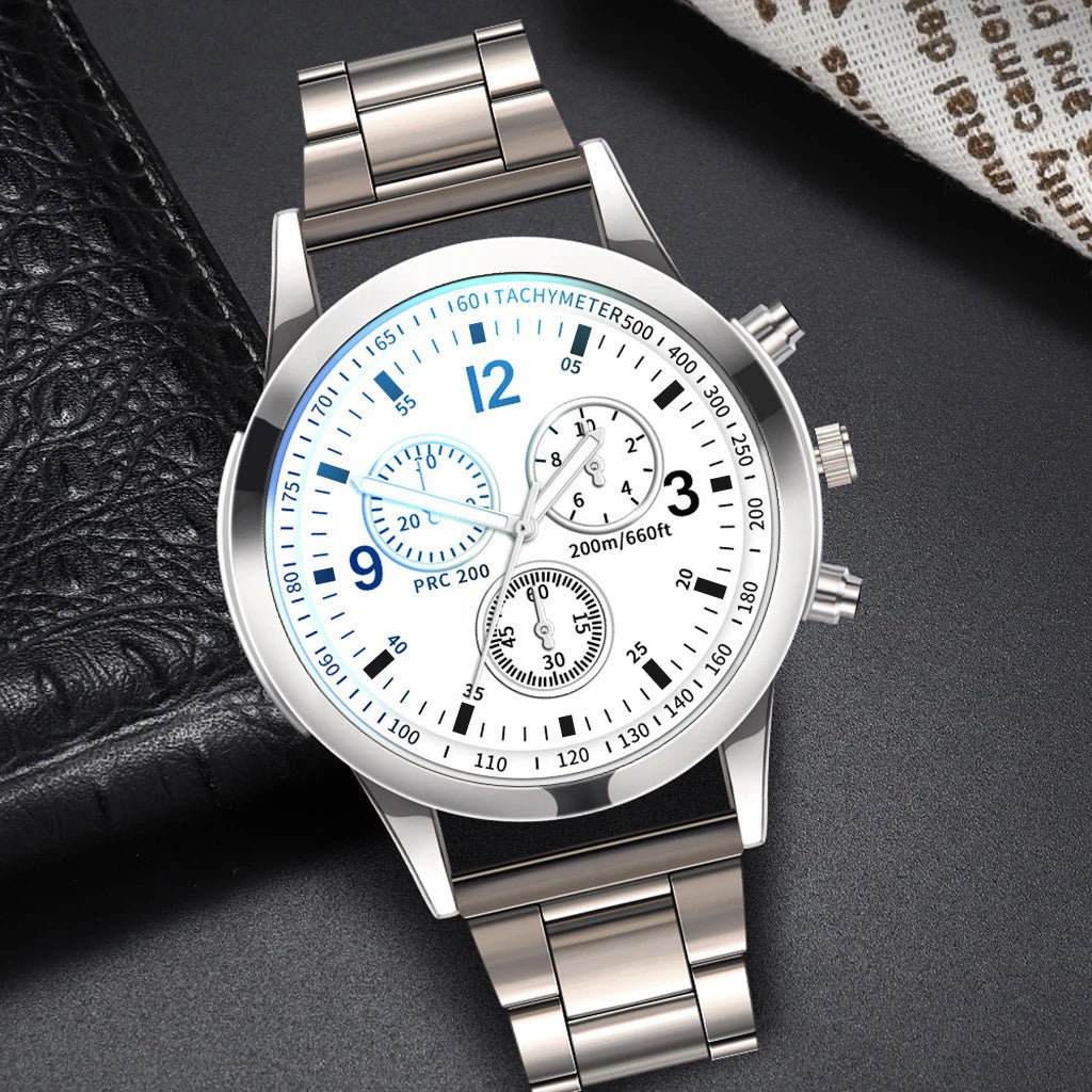 1/2PCS Men Business Watches Fashion Men's Steel Band Quartz Watch with Bracelet(Box not Included)