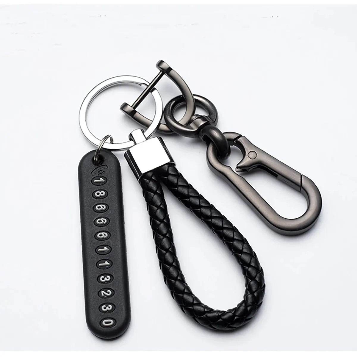 DIY Mobile Phone/Number Plate Woven Leather Rope Anti-lost Car Key Chain