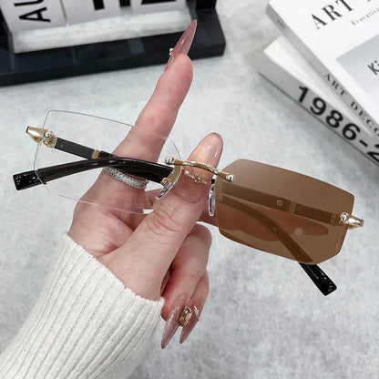 Rimless Rectangle Sunglasses For Male