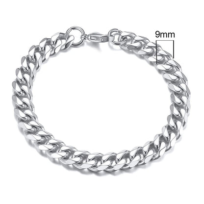 Vnox Mens 3-11mm Stainless Steel Curb Cuban Link Chain Bracelets