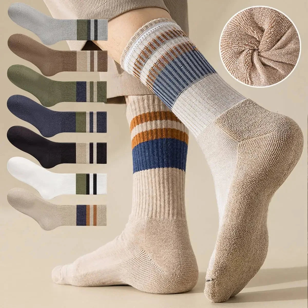 10/5/3pairs Breathable Con Sports Stockings Men Bamboo Fiber Autumn and Winter Men Socks Sweat Absorption Deodorant Business Sox