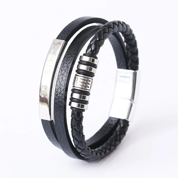 Trendy Leather Multilayer Braided Rope Bracelets For Men