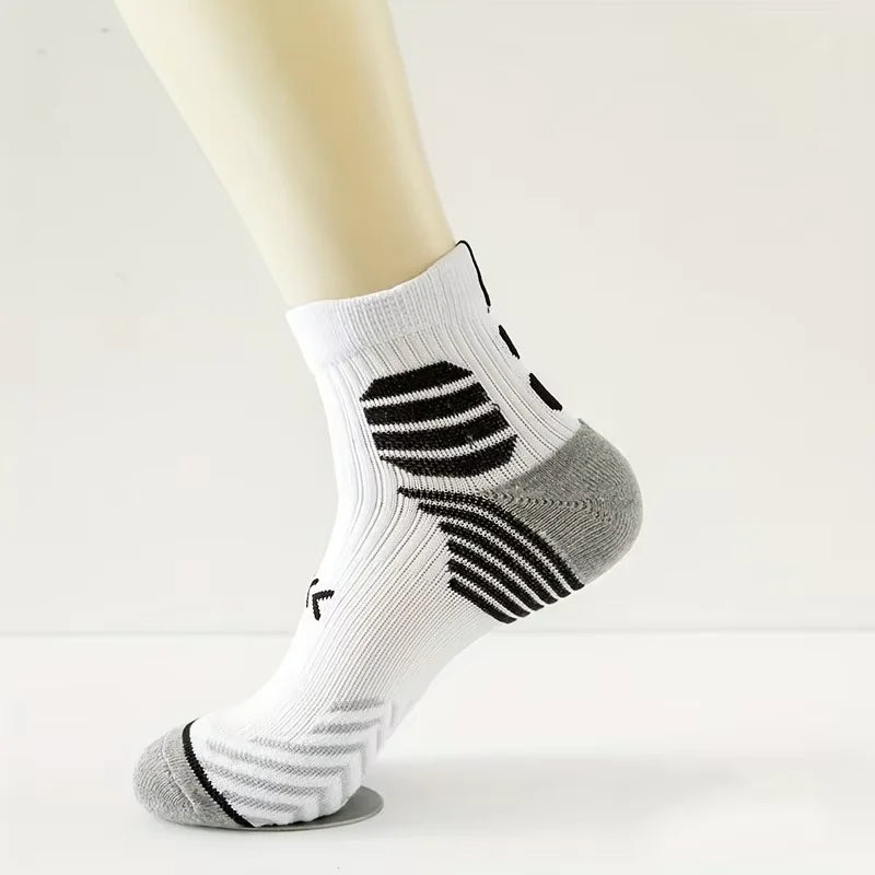 6 Pairs High Tube Mid Length Stockings Set For Men in Solid Black And White With Parallel Bars Popular and Sweat Absorption