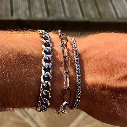 Vnox Mens 3-11mm Stainless Steel Curb Cuban Link Chain Bracelets