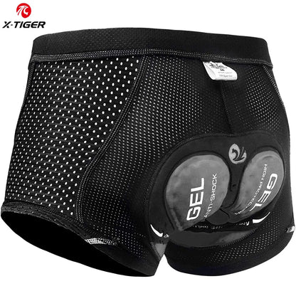 X-TIGER Men's Cycling Underwear with 5D Gel Cushioned MTB Boxer Cycling Shorts Road Cycling Underwear Cycling Equipment