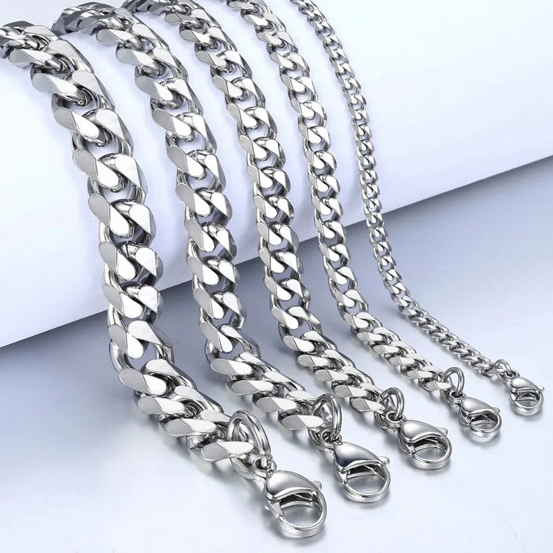 Trendy Chain Bracelet Stainless Steel 3/5/7/9mm Width For Men