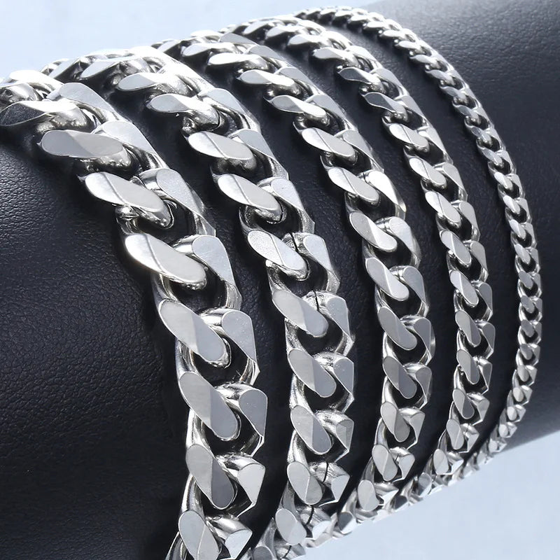 Trendy Chain Bracelet Stainless Steel 3/5/7/9mm Width For Men