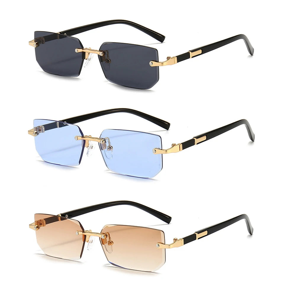 Rimless Rectangle Sunglasses For Male
