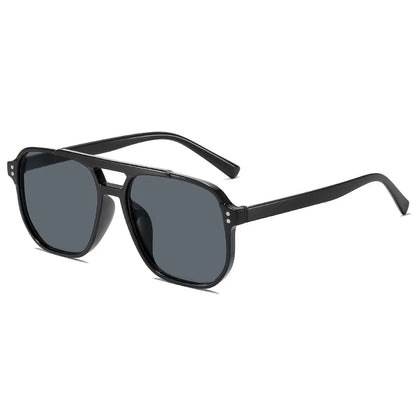Black Rim Vintage Square Retro Polygon Sunglasses For Men
