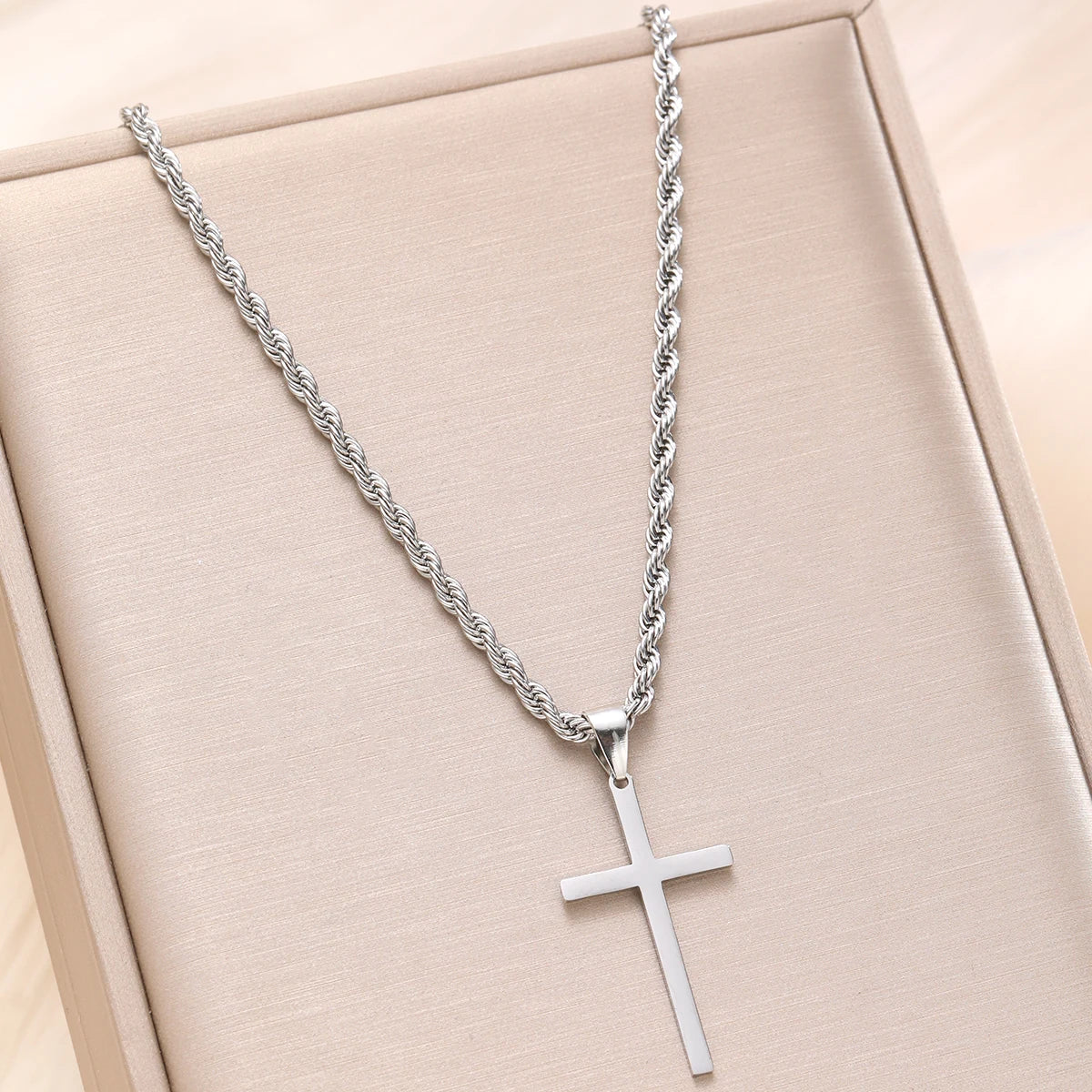 Cross pendant necklace, minimalist gold jewelry for men