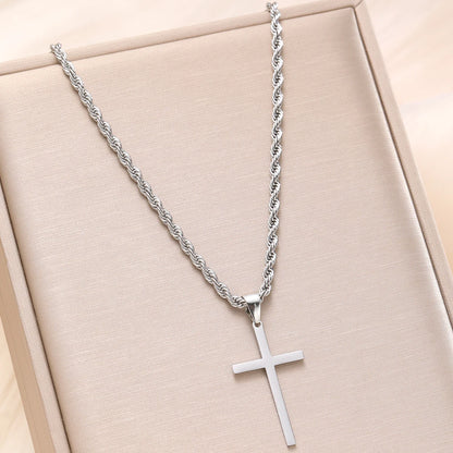 Cross pendant necklace, minimalist gold jewelry for men