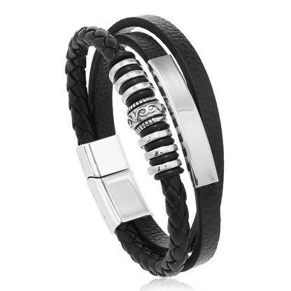 Trendy Leather Multilayer Braided Rope Bracelets For Men