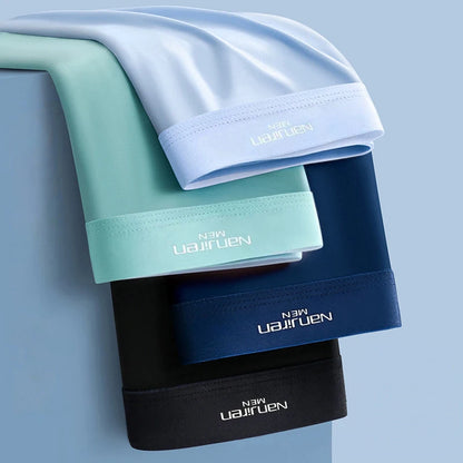 4pcs Boxer Shorts Men's Ice Silk Underwear Cool Underpants Breathable Sexy Thin Panties U Convex Lingerie Wholesale Lots L-6XL