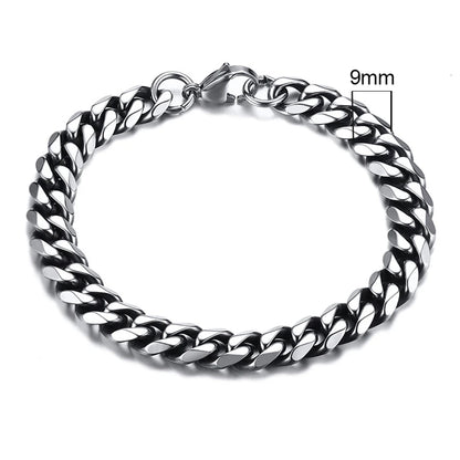 Vnox Mens 3-11mm Stainless Steel Curb Cuban Link Chain Bracelets