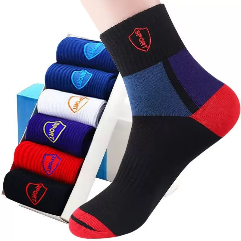 5pairs Men's Fashion Sports Socks, Striped Cotton Sweat Absorption Breathable Comfortable Ankle Socks