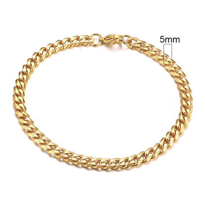 Vnox Mens 3-11mm Stainless Steel Curb Cuban Link Chain Bracelets