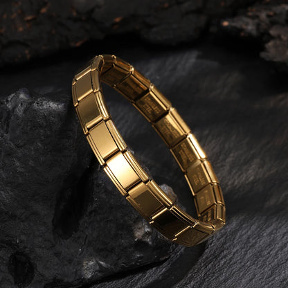 Trendy Square Italy Stainless Steel Bracelets For Women Men HipHop Metal Italian Modules Stretchable Gift Birthday Party Jewelry