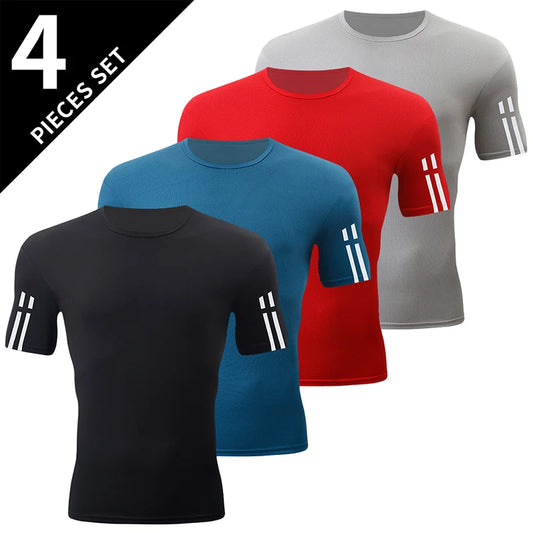 1, 2, 4 Pack Men's Gradient Quick-drying Short Sleeved T-shirt