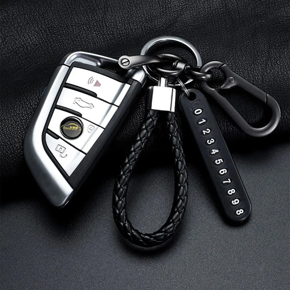 DIY Mobile Phone/Number Plate Woven Leather Rope Anti-lost Car Key Chain