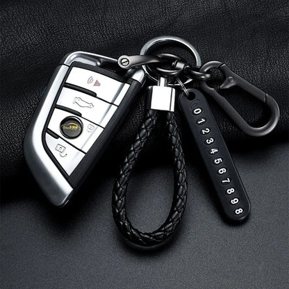 DIY Mobile Phone/Number Plate Woven Leather Rope Anti-lost Car Key Chain