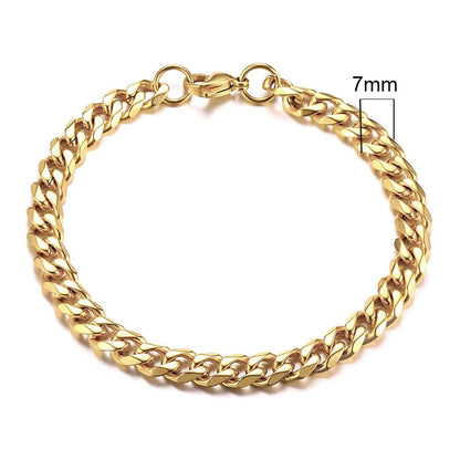 Vnox Mens 3-11mm Stainless Steel Curb Cuban Link Chain Bracelets