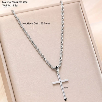 Cross pendant necklace, minimalist gold jewelry for men