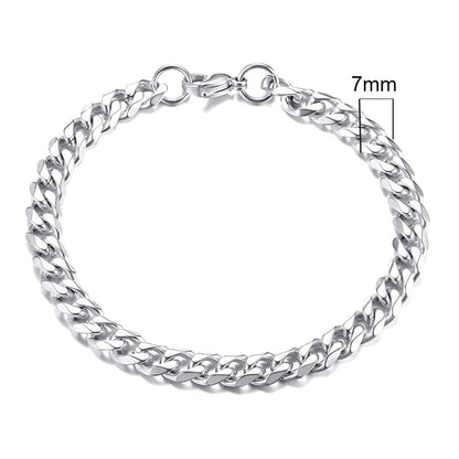 Vnox Mens 3-11mm Stainless Steel Curb Cuban Link Chain Bracelets