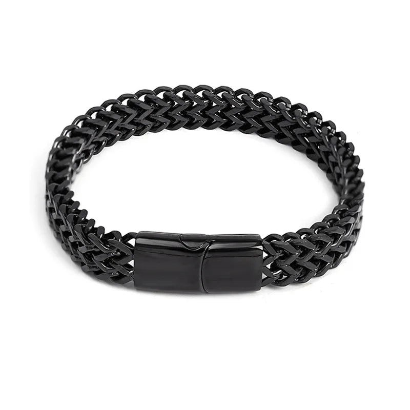 Mens Fashion Hip-hop Double-layer Braided Keel Stainless Steel Bracelet Men Personalized Party Chain Metal Bracelet Jewelry Gift