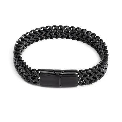 Mens Fashion Hip-hop Double-layer Braided Keel Stainless Steel Bracelet Men Personalized Party Chain Metal Bracelet Jewelry Gift