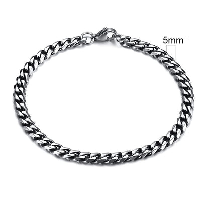 Vnox Mens 3-11mm Stainless Steel Curb Cuban Link Chain Bracelets
