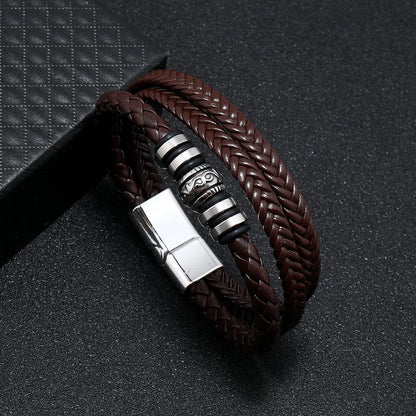 Trendy Leather Multilayer Braided Rope Bracelets For Men