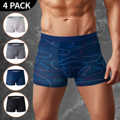 4-piece MEN'S Underwear Comfortable and Fashionable Plus-size Printed Boyshort Maximum 6XL Swimming Trunks for Teenagers.