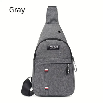 Neutral Style Men's Functional Chest Bag, Suitable for Business Trips. Simple Design, Made of Nylon Material, with a Crossbody Strap