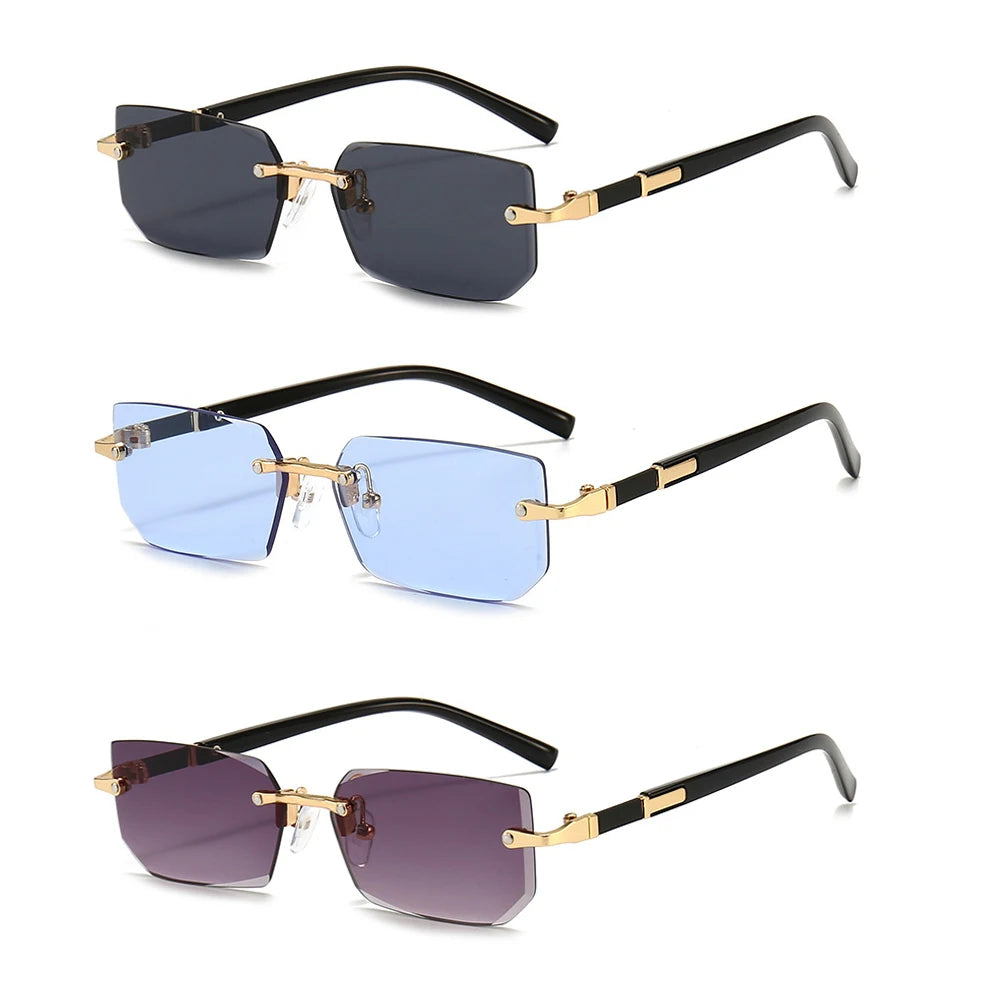 Rimless Rectangle Sunglasses For Male