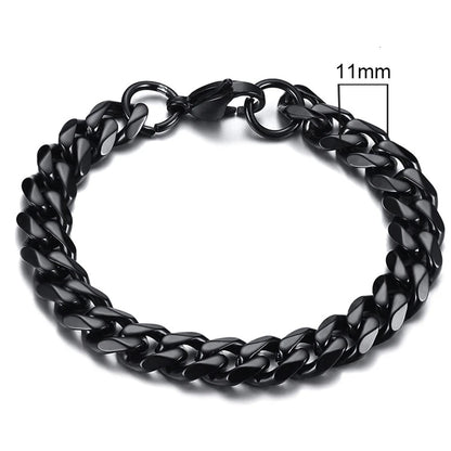 Vnox Mens 3-11mm Stainless Steel Curb Cuban Link Chain Bracelets