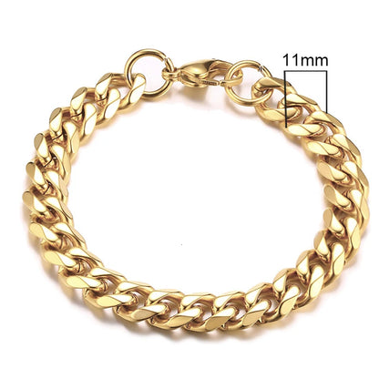 Vnox Mens 3-11mm Stainless Steel Curb Cuban Link Chain Bracelets