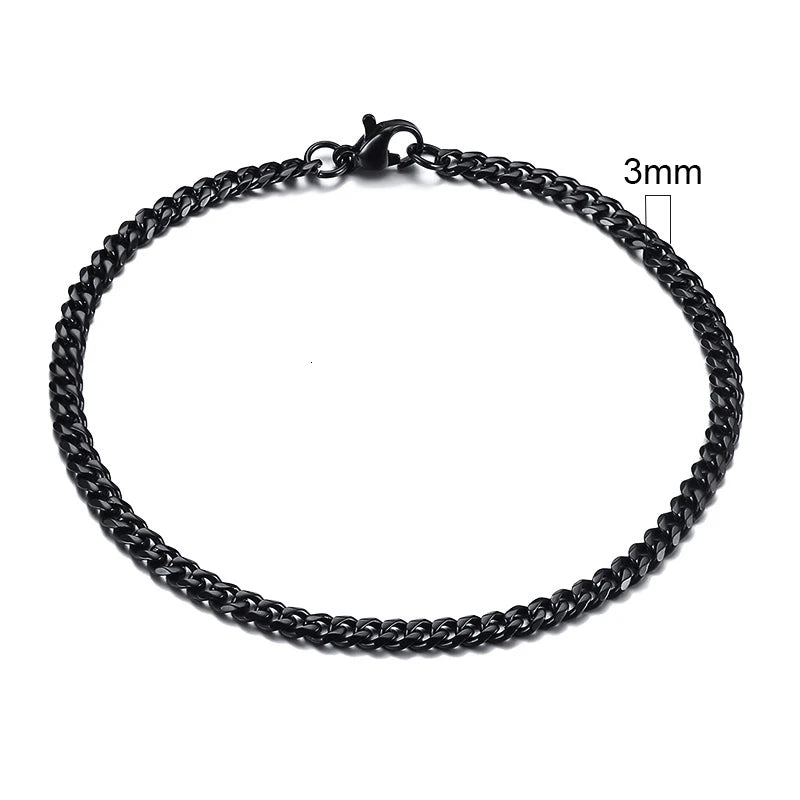 Vnox Mens 3-11mm Stainless Steel Curb Cuban Link Chain Bracelets