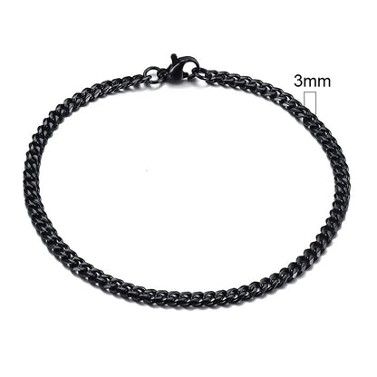 Vnox Mens 3-11mm Stainless Steel Curb Cuban Link Chain Bracelets