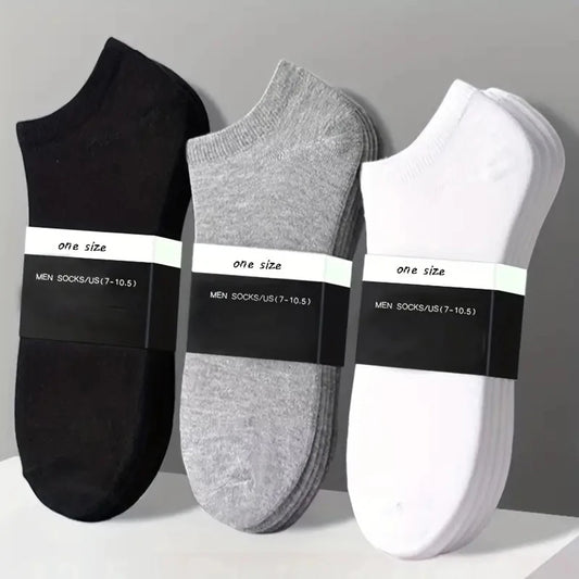 1/5/10 Pairs Comfortable Men's Women's Socks Casual Short Solid Color Spring Summer Boat Sock Fashionable Round Neck Ankle Socks