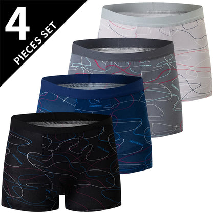 4-Piece Men's Fashion Print Mix And Match Underwear Beach Shorts
