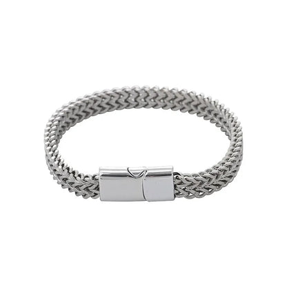 Mens Fashion Hip-hop Double-layer Braided Keel Stainless Steel Bracelet Men Personalized Party Chain Metal Bracelet Jewelry Gift