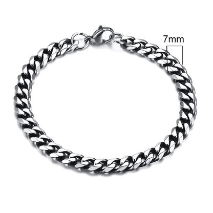 Vnox Mens 3-11mm Stainless Steel Curb Cuban Link Chain Bracelets