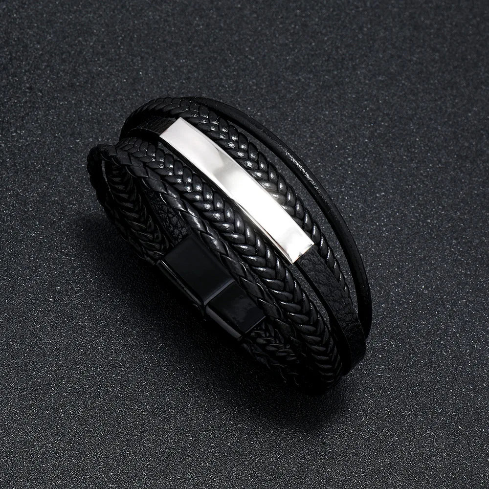 Trendy Leather Multilayer Braided Rope Bracelets For Men