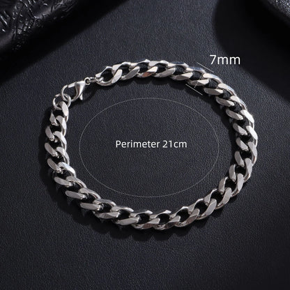 Trendy Cuban Chain Bracelet Stainless Steel 3/5/7/9mm Width For Men