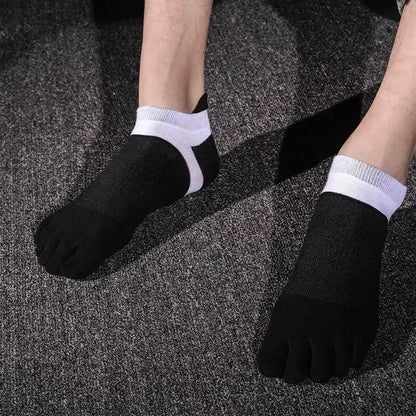 6 Pairs High Tube Mid Length Stockings Set For Men in Solid Black And White With Parallel Bars Popular and Sweat Absorption