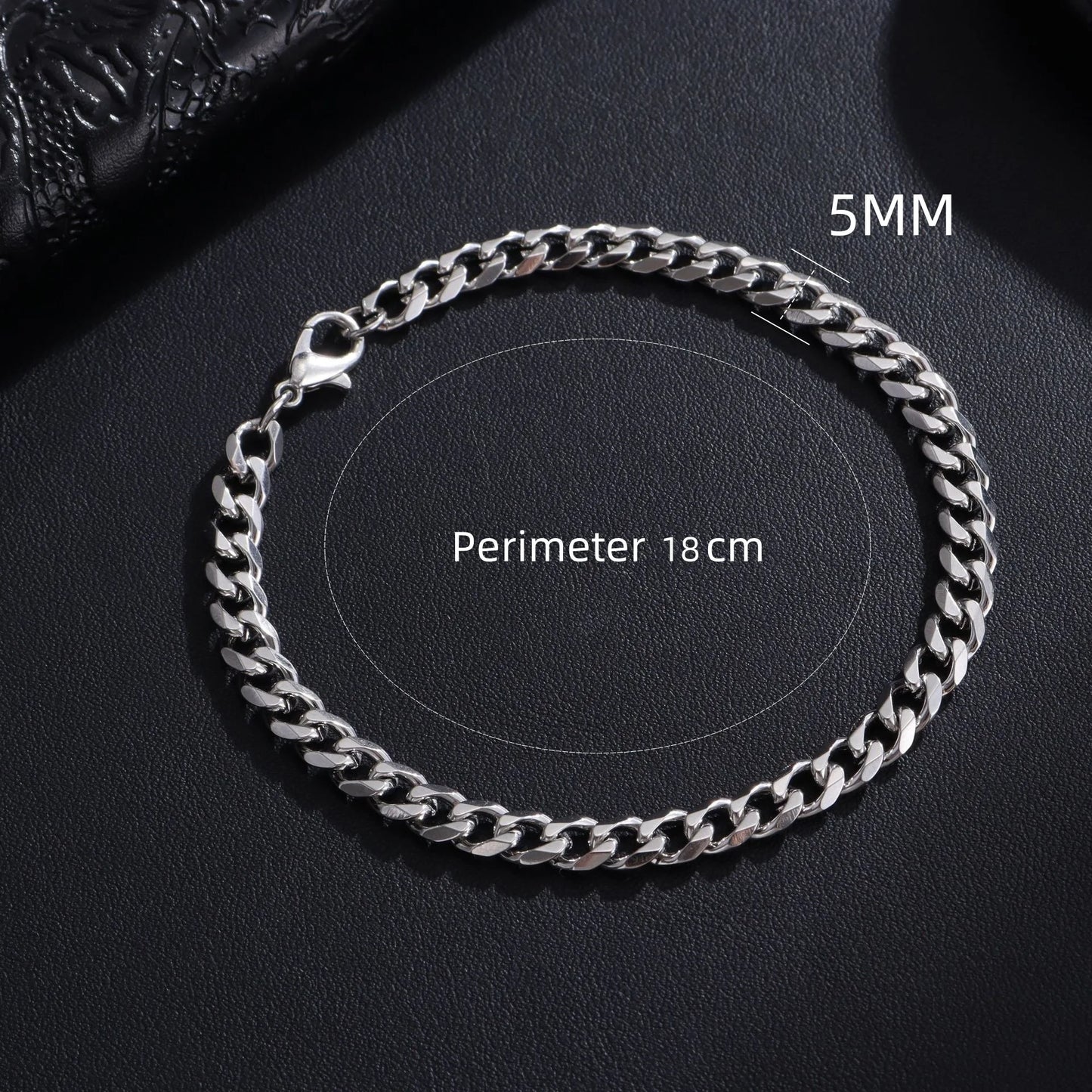 Trendy Cuban Chain Bracelet Stainless Steel 3/5/7/9mm Width For Men