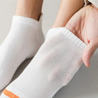 5 Pairs New Summer Cotton Men's Socks Short Thin Casual Mesh Breathable Boat Socks Fashion Comfortable Street Style Sockke Gift