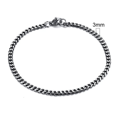 Vnox Mens 3-11mm Stainless Steel Curb Cuban Link Chain Bracelets