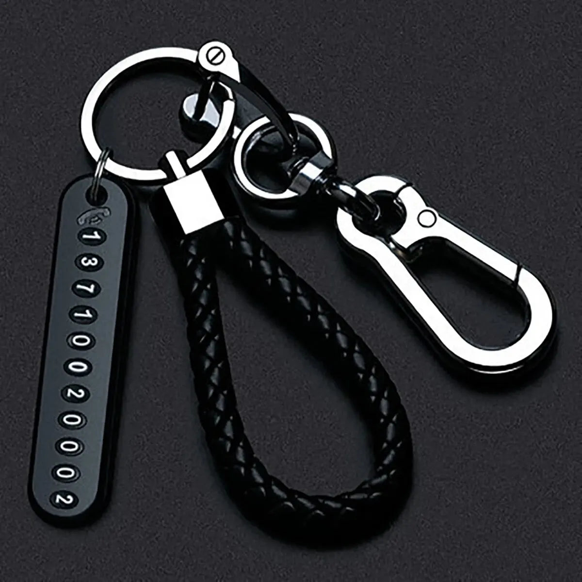 DIY Mobile Phone/Number Plate Woven Leather Rope Anti-lost Car Key Chain